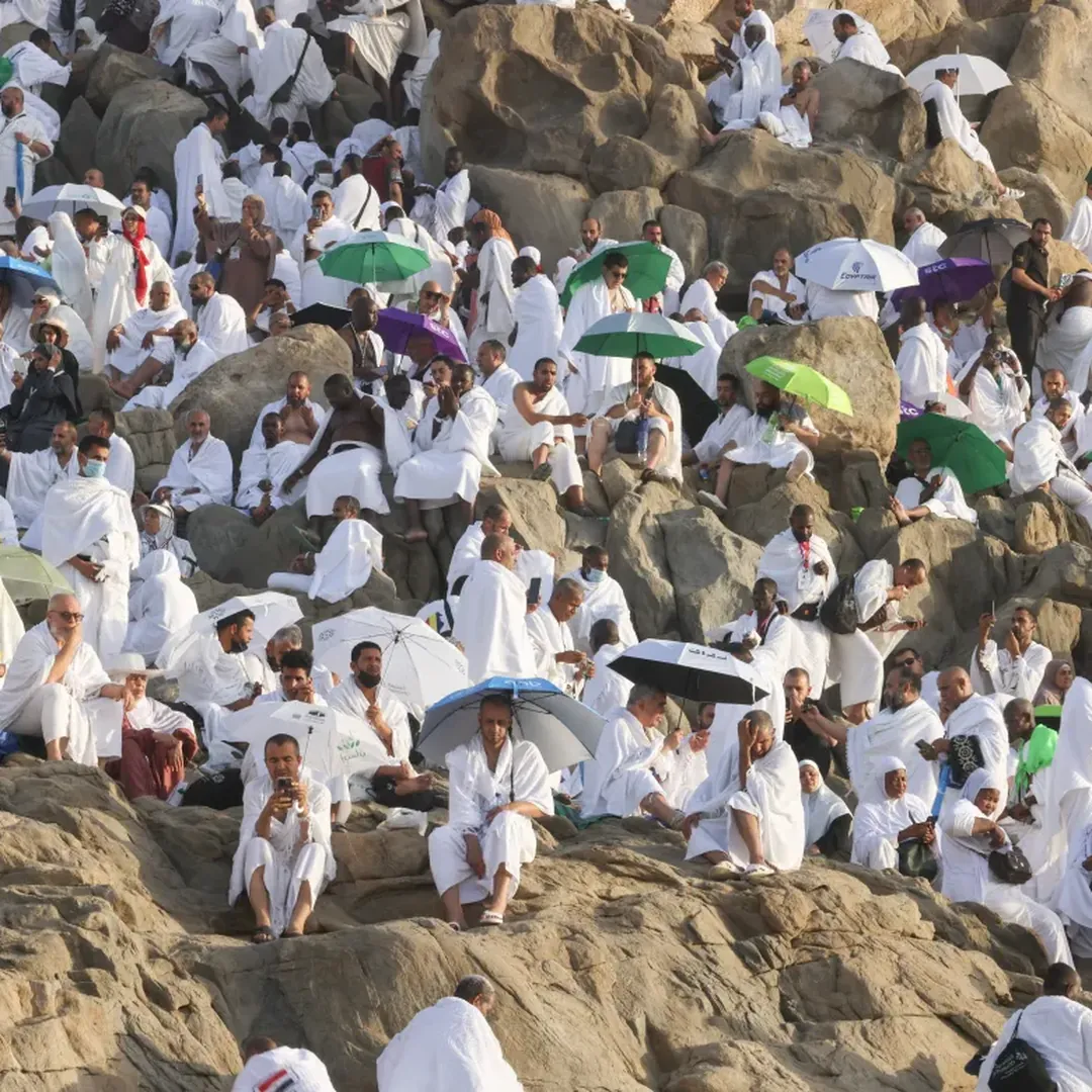 Mount Arafat with Hajj pilgrims during the Day of Arafah