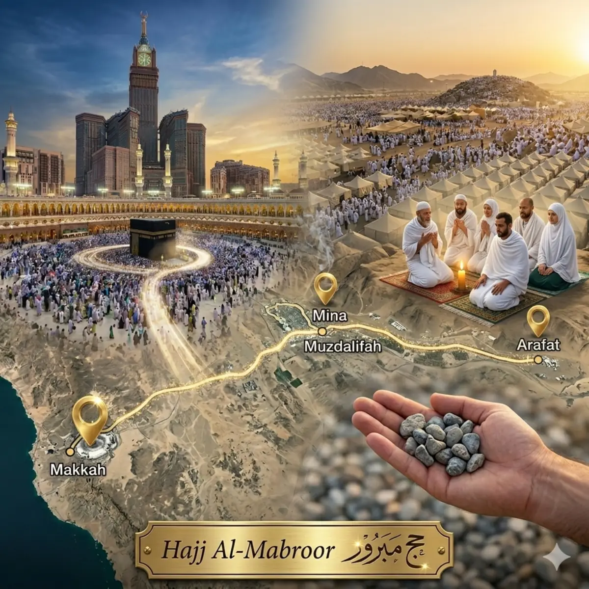 Hajj route map showing Makkah Mina Arafat Muzdalifah for 5 Star Hajj Package Bangladesh