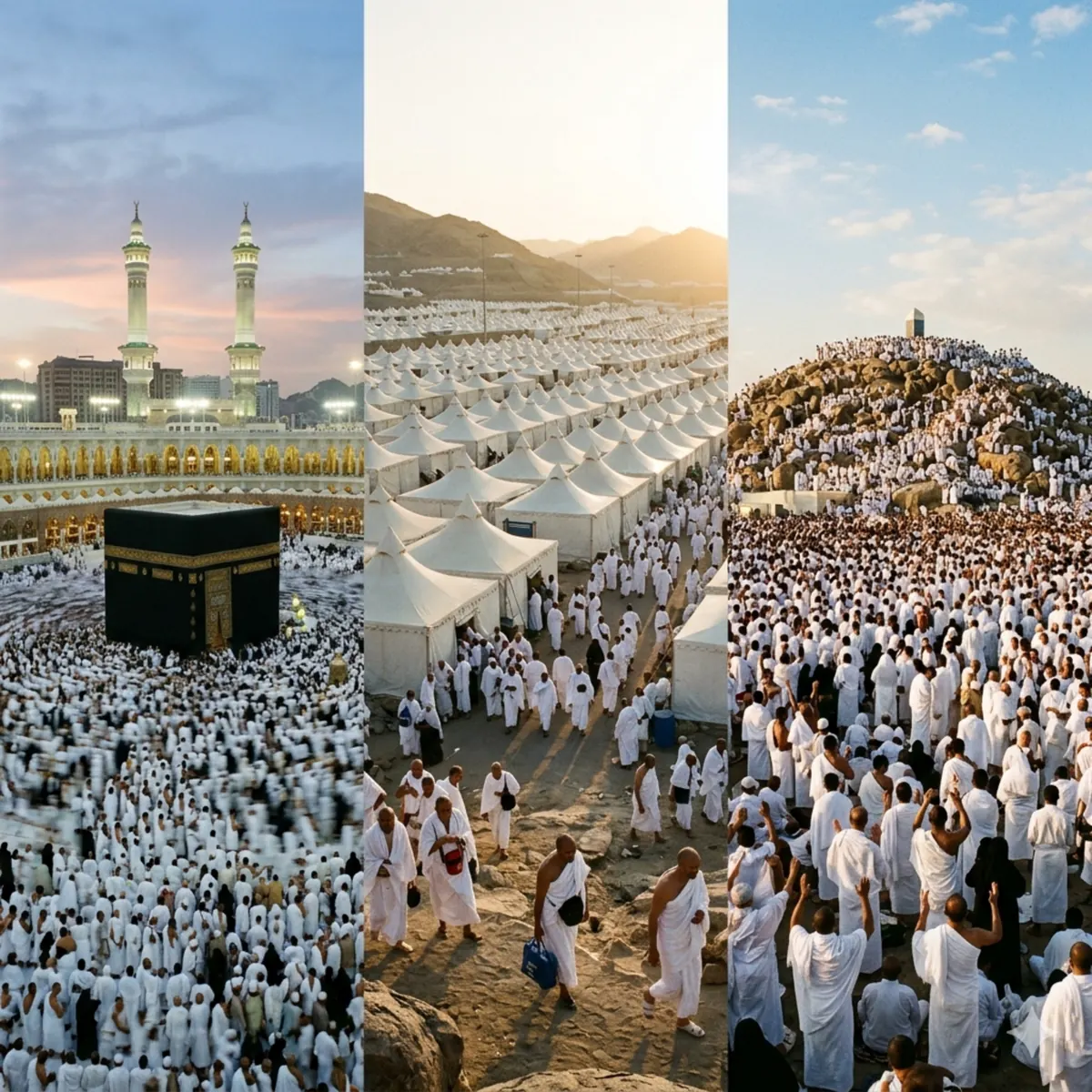 Pilgrims near the Holy Mosque in Makkah